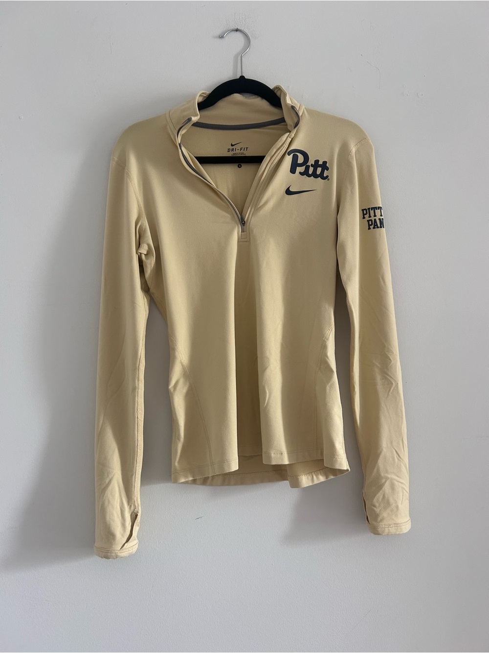 Nike Women's Pitt Quarter-Zip Pullover - Cream with Navy Logo